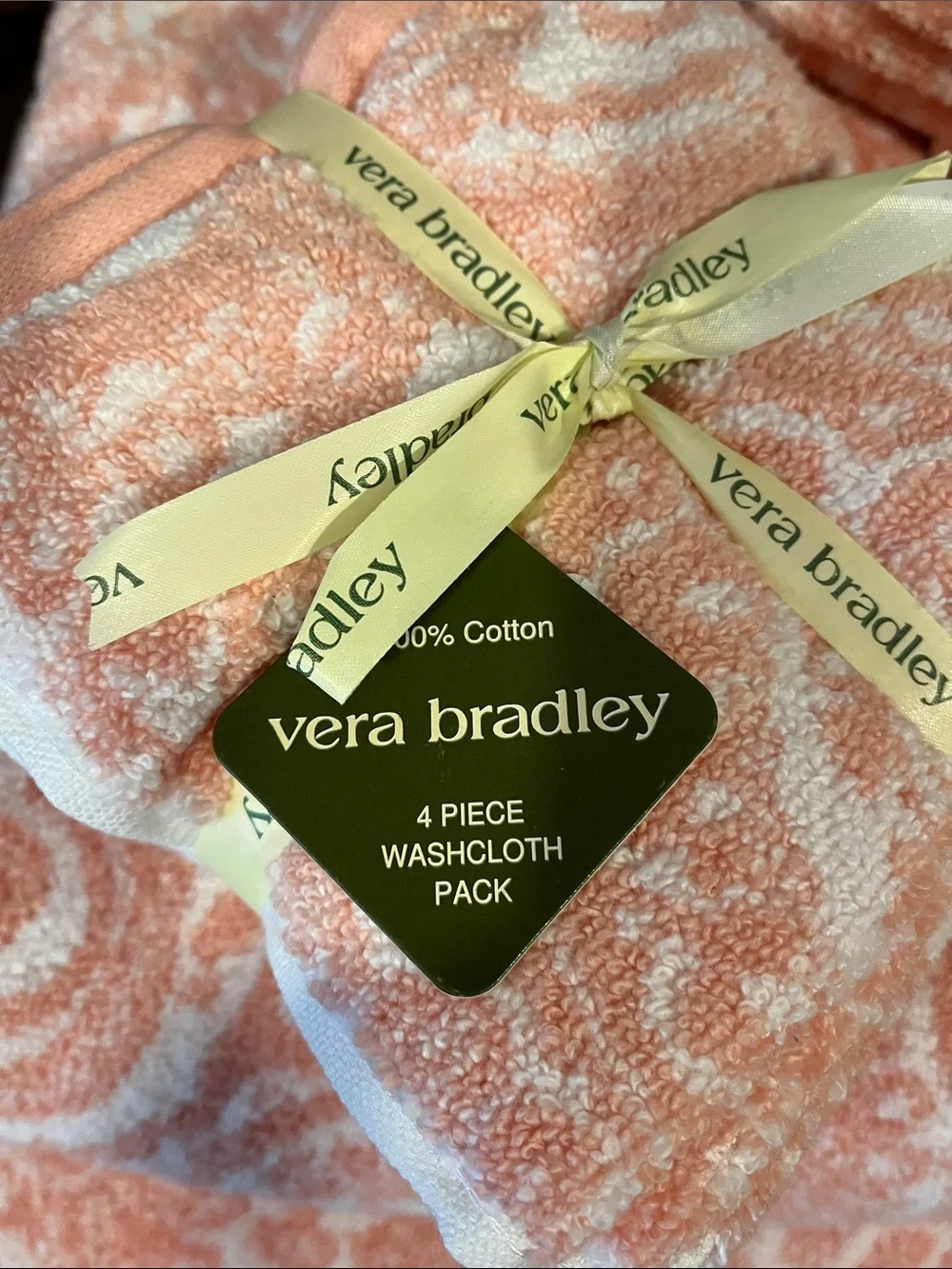 Vera Bradley Peach and White Paisley Towel  Set